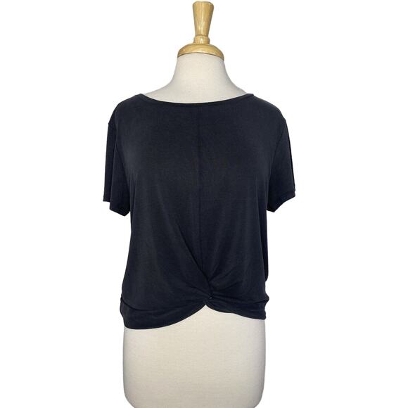 ZYIA Swirl In The Front Black Tee in Black Size XXL 2X Womens Top Short Sleeve - Picture 1 of 10